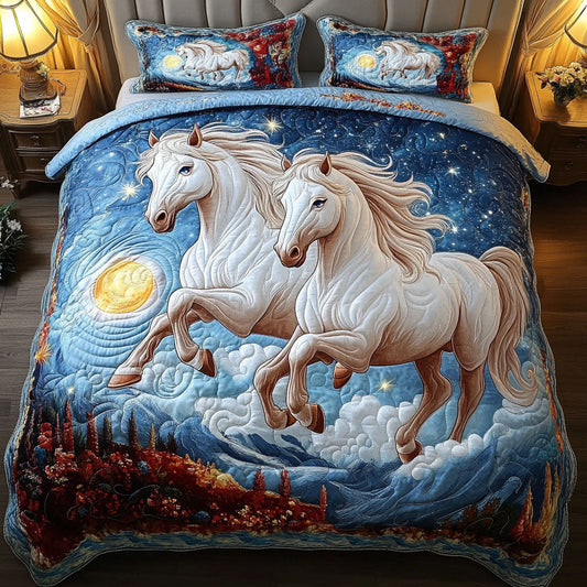 Starry Stallions 3-Piece Quilted Bedding Set NCU0NT3742