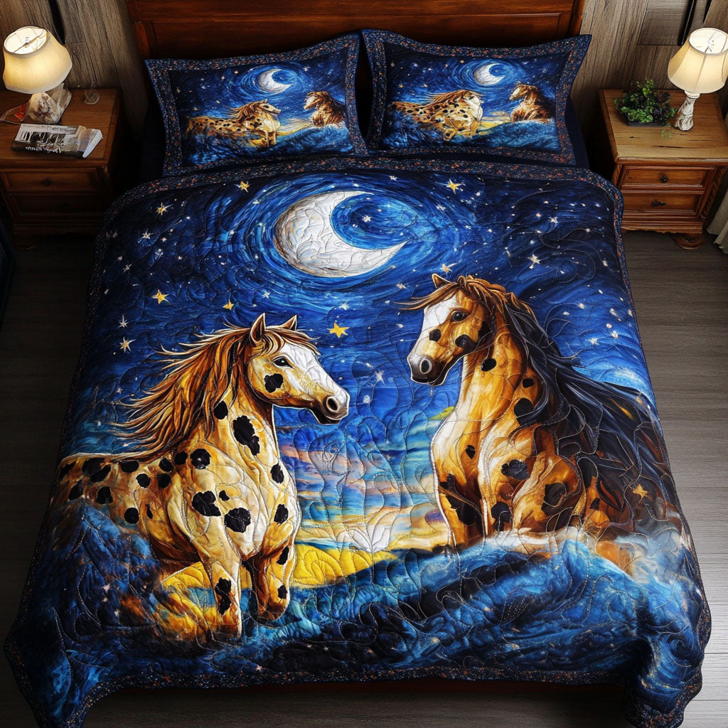 Starry Stallions 3-Piece Quilted Bedding Set NCU0NT5933