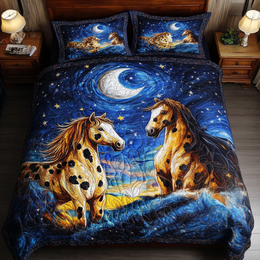 Starry Stallions 3-Piece Quilted Bedding Set NCU0NT5933