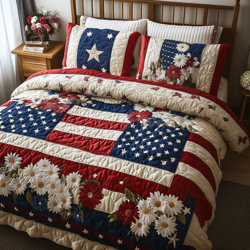 Starry Stripes 3-Piece Quilted Bedding Set NCU0PT4908