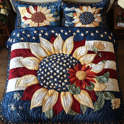 Starry Sunflower 3-Piece Quilted Bedding Set NCU0VH5697