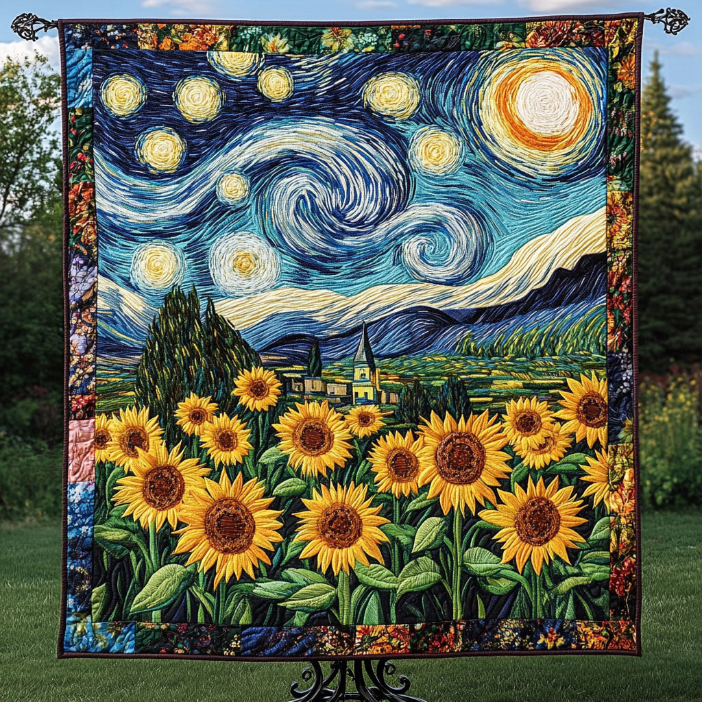 Starry Sunflower Dream Quilted Blanket NCU0NT4062