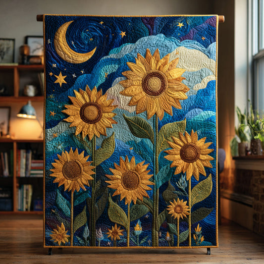 Starry Sunflower Night Quilted Blanket NCU0TV110