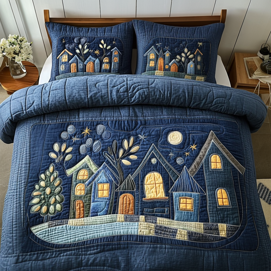 Starry Town 3-Piece Quilted Bedding Set NCU0VH3179