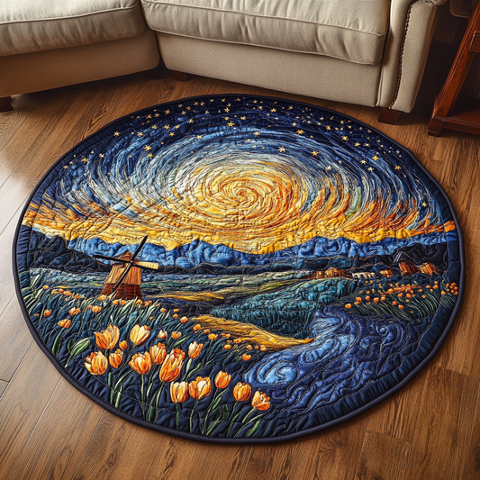 Starry Tulip Fields Quilted Round Mat NCU0VL1348