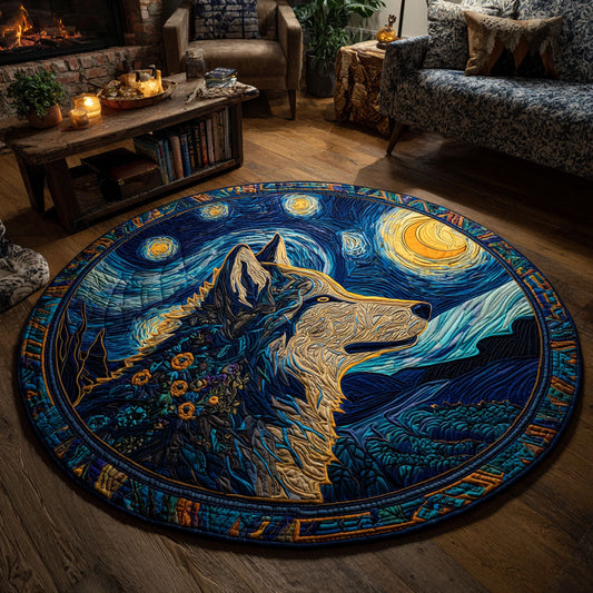 Starry Wolf Quilted Round Mat NCU0TV065