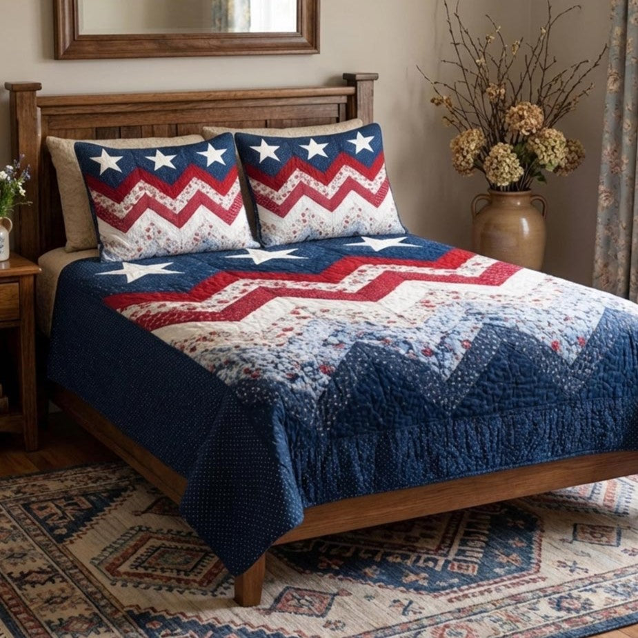 Stars Forever 3-Piece Quilted Bedding Set NCU0DV9416