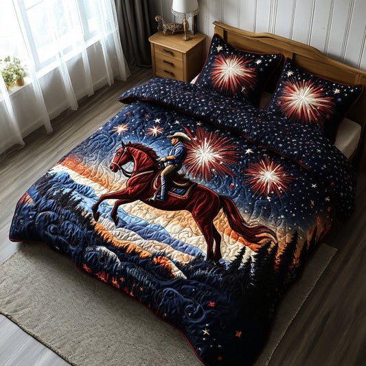 Stars Stripes And Gallops 3-Piece Quilted Bedding Set NCU0DV6646