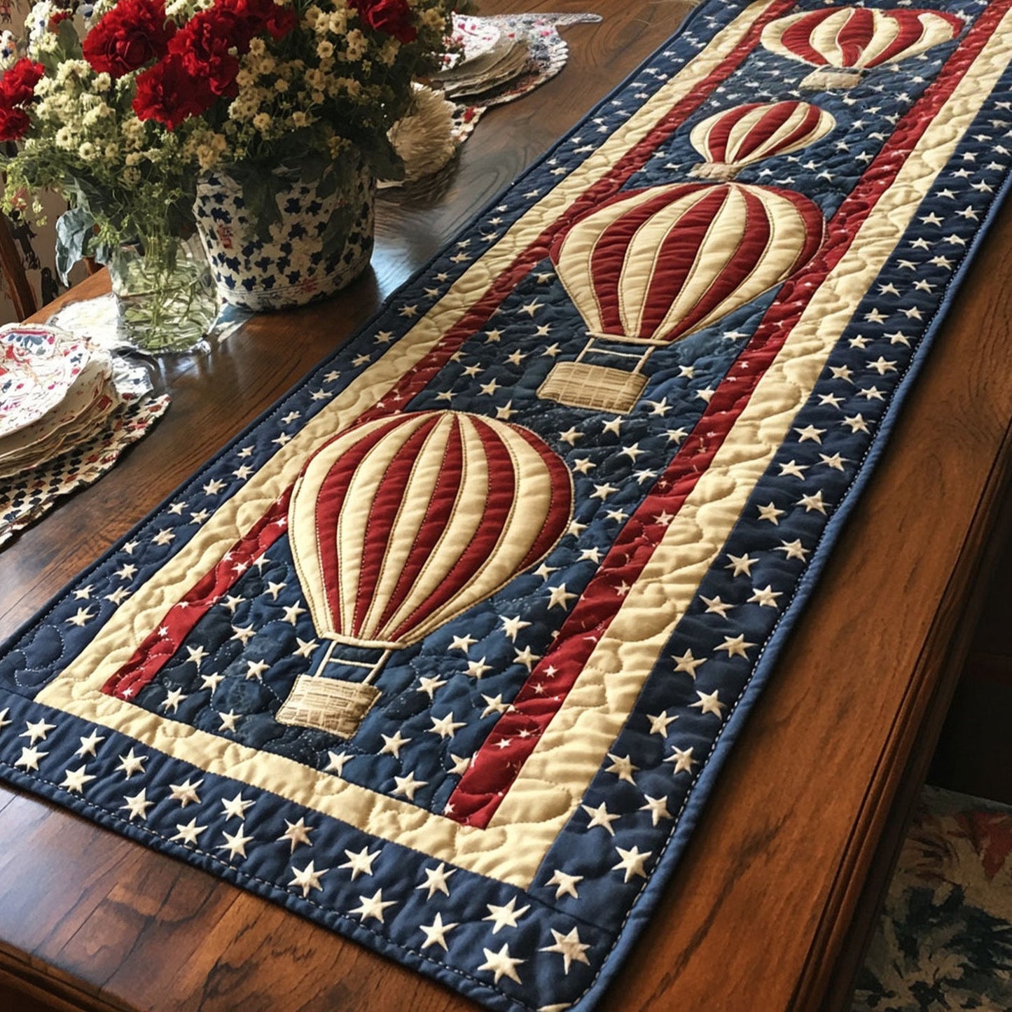 Stars and Balloons Forever Quilted Table Runner NCU0PT5209