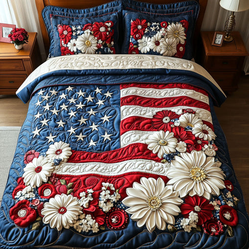 Stars and Blooms Harmony 3-Piece Quilted Bedding Set NCU0PT3710
