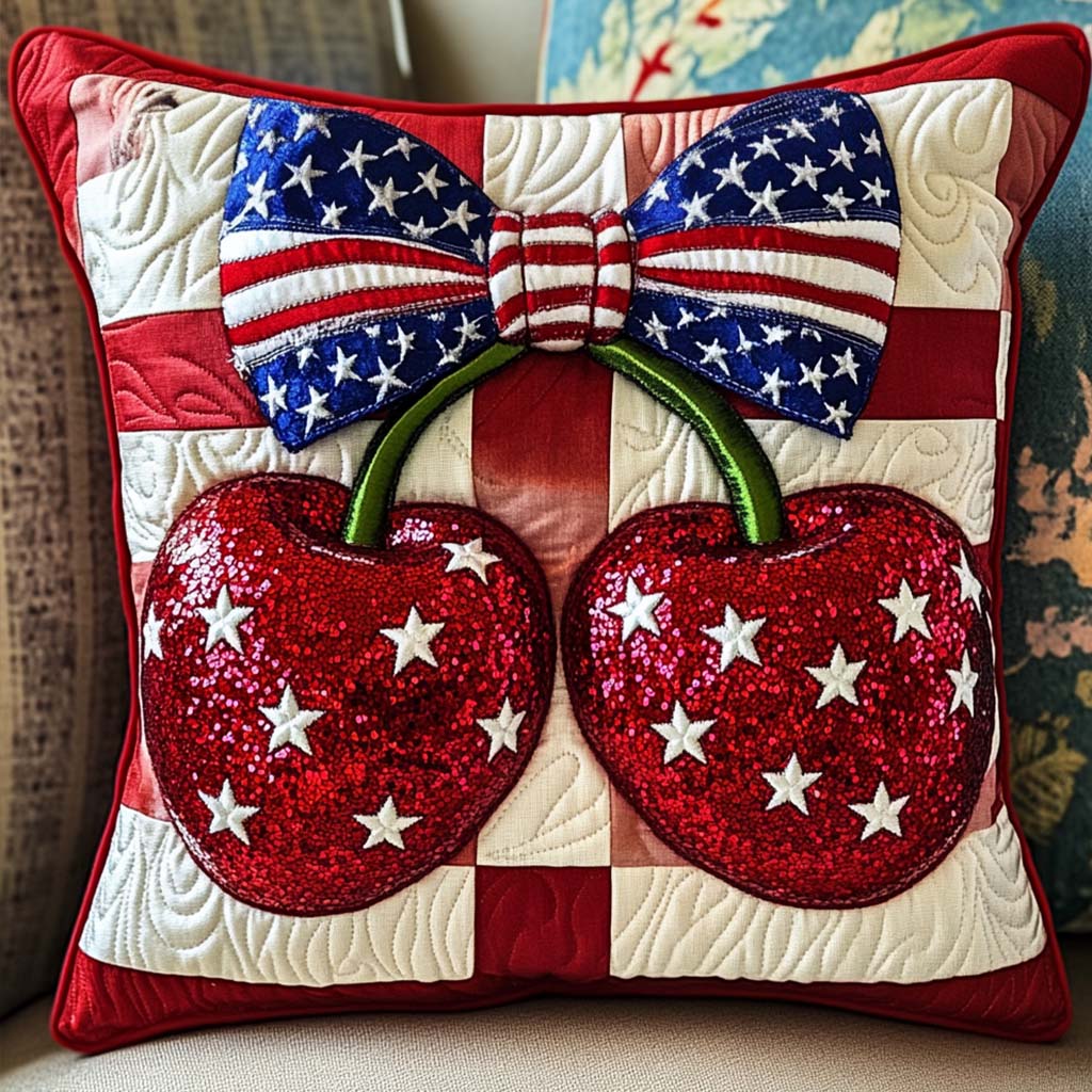 Stars and Cherries Quilted Pillow Case NCU0NT7730