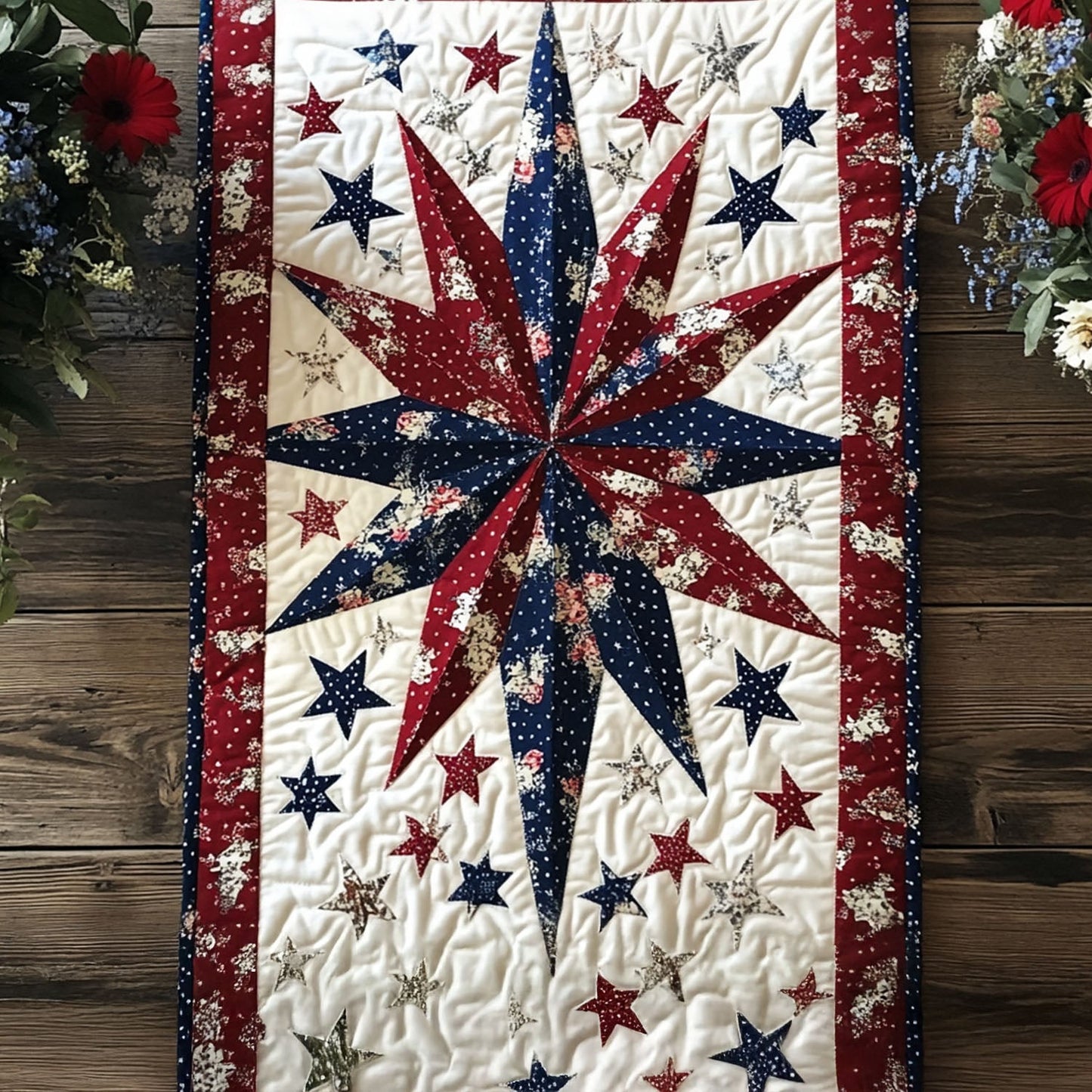 Stars and Fireworks Quilted Table Runner NCU0PT5481
