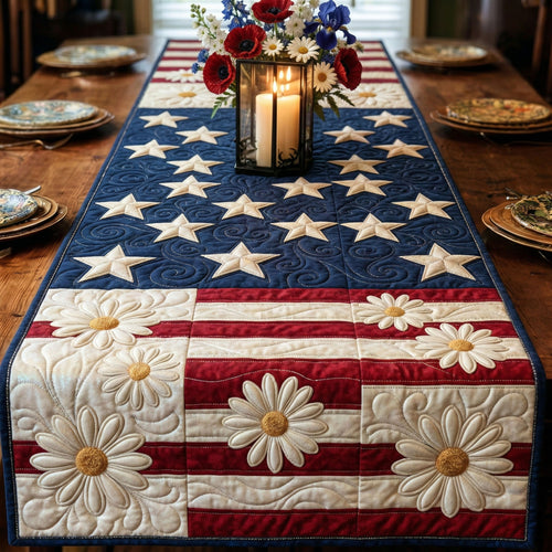 Stars and Flowers Quilted Table Runner NCU0NT12435