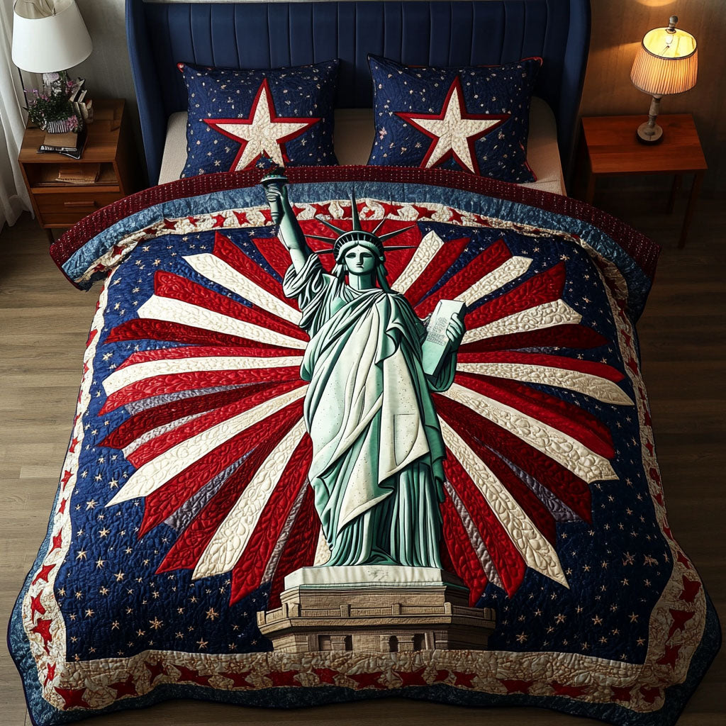 Stars and Liberty 3-Piece Quilted Bedding Set NCU0NT6315