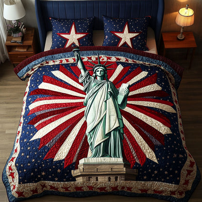 Stars and Liberty 3-Piece Quilted Bedding Set NCU0NT6315