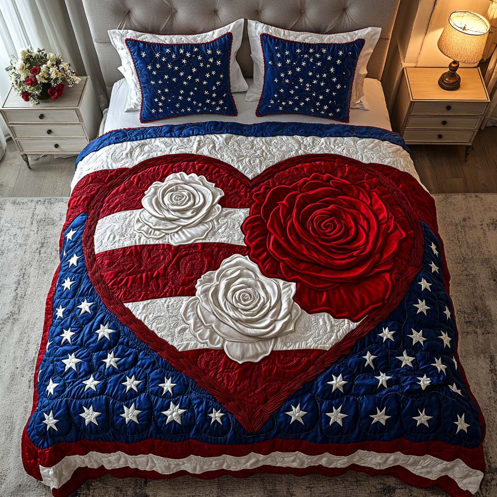 Stars and Petals 3-Piece Quilted Bedding Set NCU0NT7524