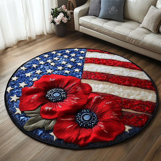 Stars and Petals Quilted Round Mat NCU0NT6608