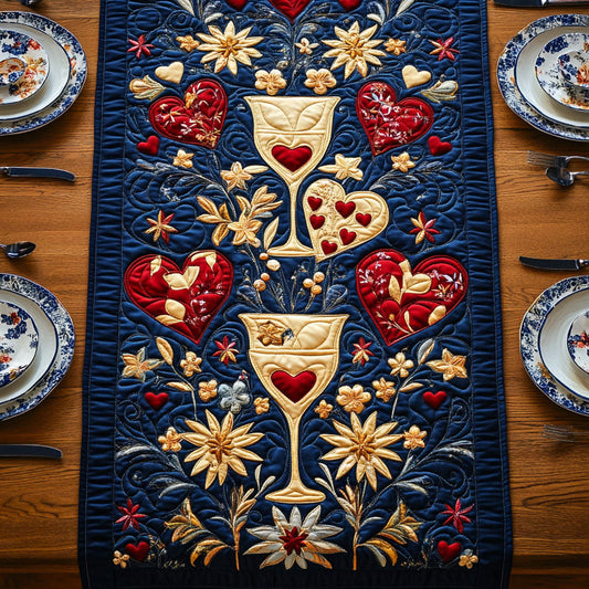 Stars and Romance Quilted Table Runner NCU0PT3802