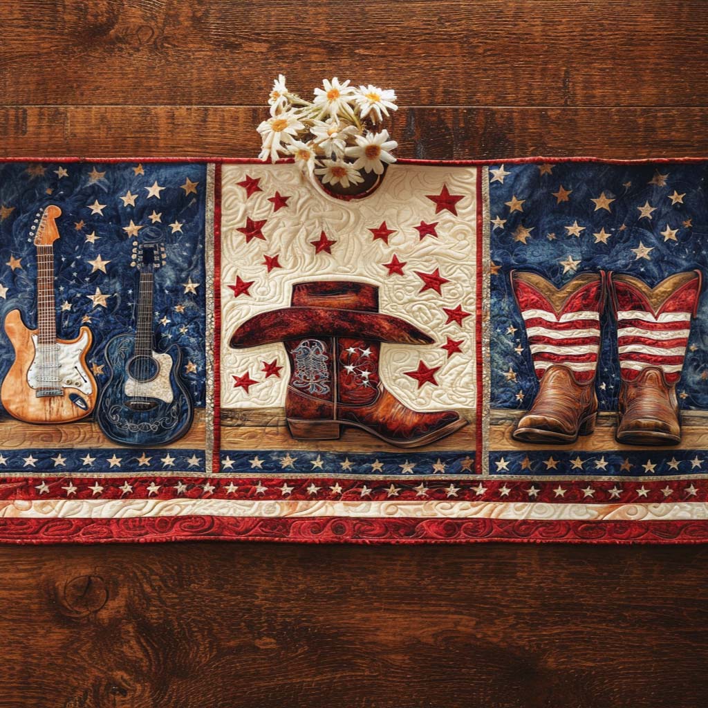 Stars and Strings Quilted Table Runner NCU0NT8211