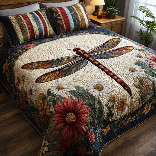 Stars and Stripes Dragonfly 3-Piece Quilted Bedding Set NCU0PT7675