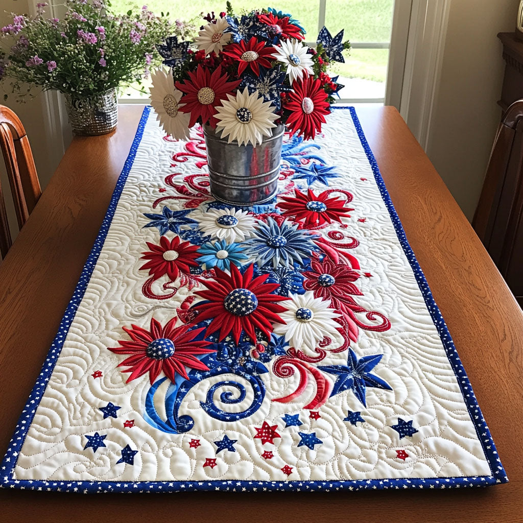 Stars and Stripes Elegance Quilted Table Runner NCU0PT3395