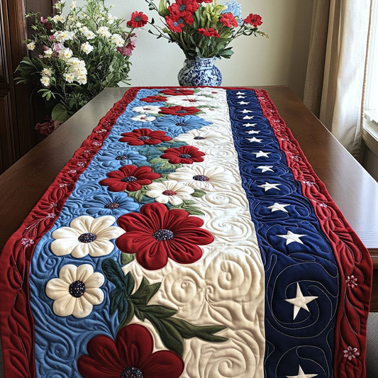 Stars and Stripes Forever Quilted Table Runner NCU0PT4344