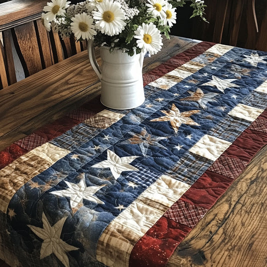 Stars and Stripes Patchwork Quilted Table Runner NCU0PT7693