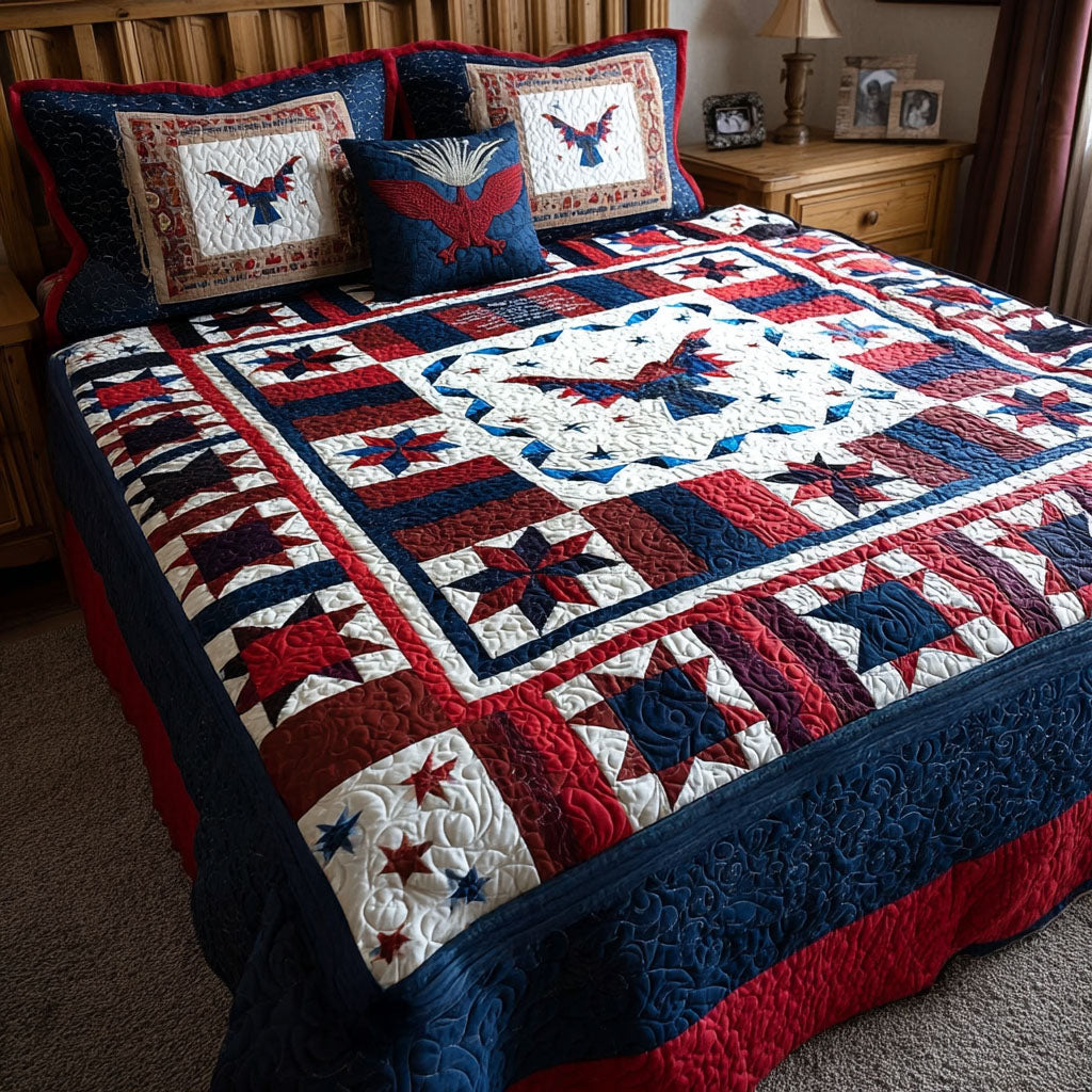 Stars and Stripes Soar 3-Piece Quilted Bedding Set NCU0PT8829