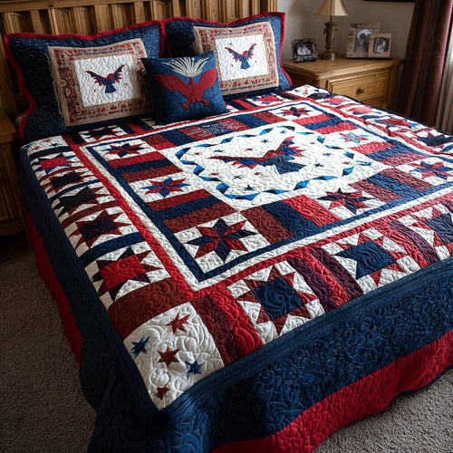 Stars and Stripes Soar 3-Piece Quilted Bedding Set NCU0PT8829