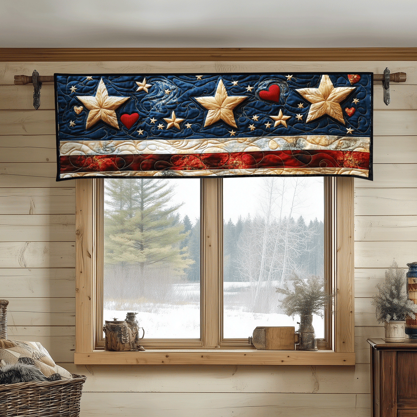 Stars and Stripes with Love Quilted Valance NCU0DV3929