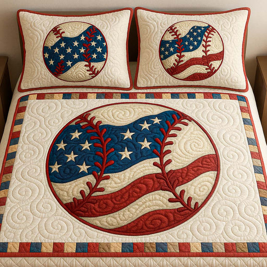 Stars and Stripesball 3-Piece Quilted Bedding Set NCU0NT8233