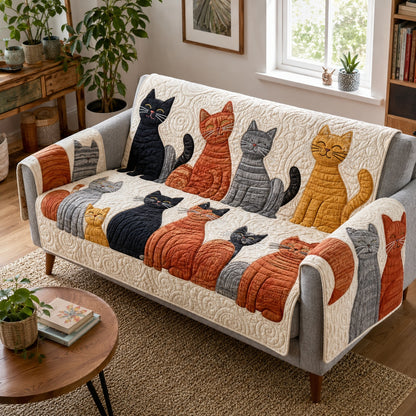 Stately Feline Chorus Quilted Sofa Cover NCU0VL3919