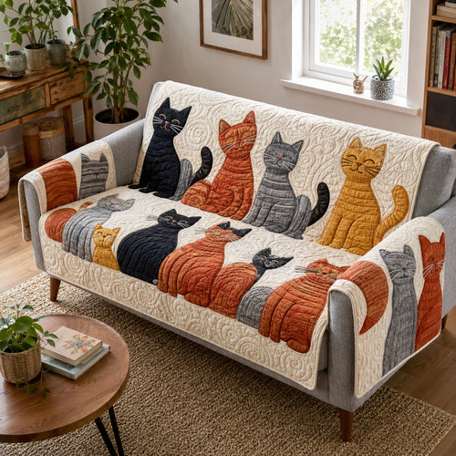 Stately Feline Chorus Quilted Sofa Cover NCU0VL3919