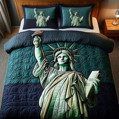 Statue of Freedom 3-Piece Quilted Bedding Set NCU0NT6318