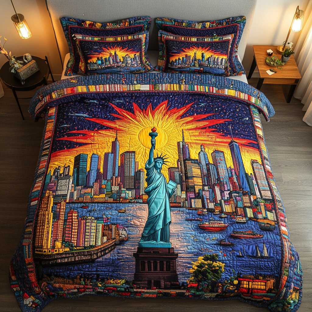 Statue of Hope 3-Piece Quilted Bedding Set NCU0DK7910