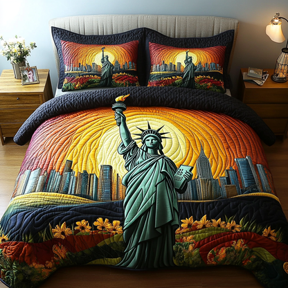 Statue of Liberty Charm 3-Piece Quilted Bedding Set NCU0DV5099