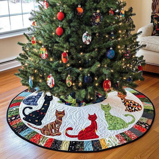 Stealthy Felines Quilted Christmas Tree Skirt NCU0PT1295