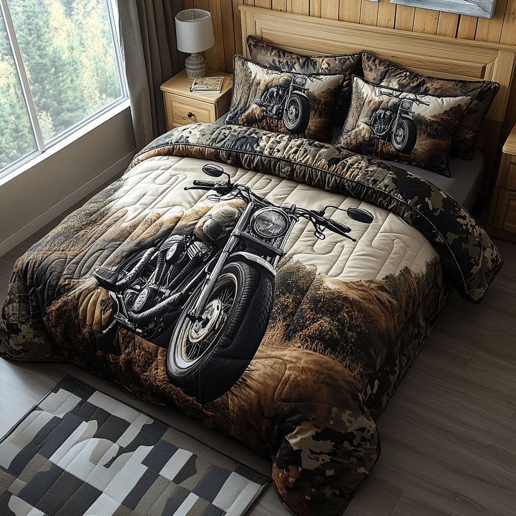 Steel Stallion 3-Piece Quilted Bedding Set NCU0DV2584