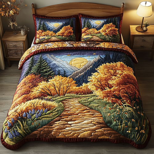 Stone Pathway 3-Piece Quilted Bedding Set NCU0VL2417