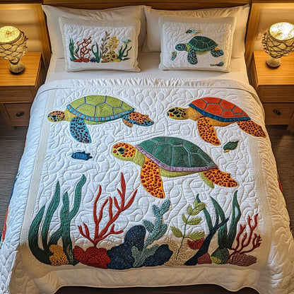 Stone Turtle 3-Piece Quilted Bedding Set NCU0NT2150