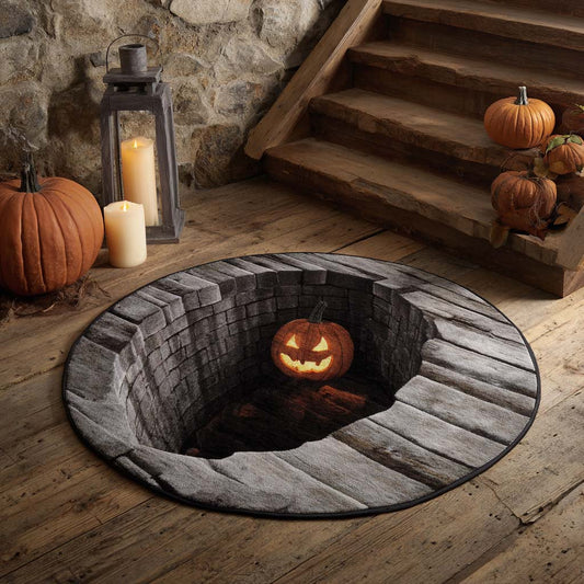 Stone Well Pumpkin Quilted Round Mat NCU0XD948