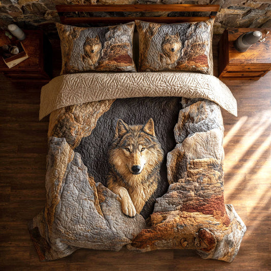 Stone Wolf 3-Piece Quilted Bedding Set NCU0TV1384