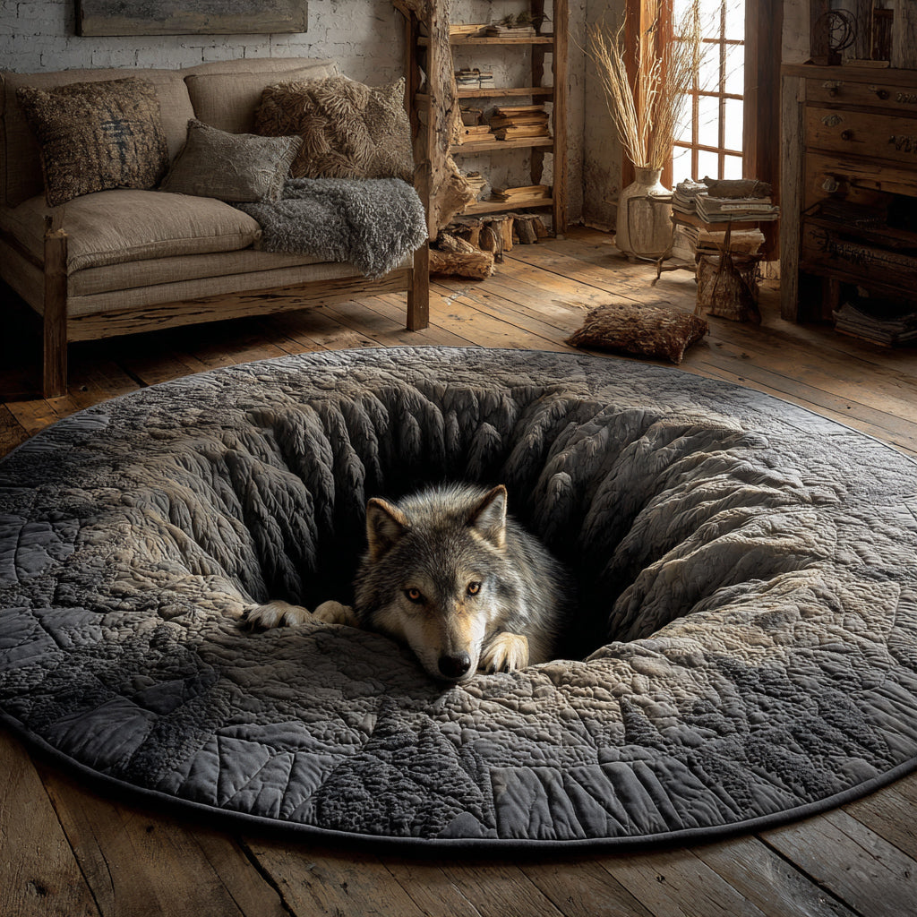 Stone Wolf Hearth Quilted Round Mat NCU0HH1456