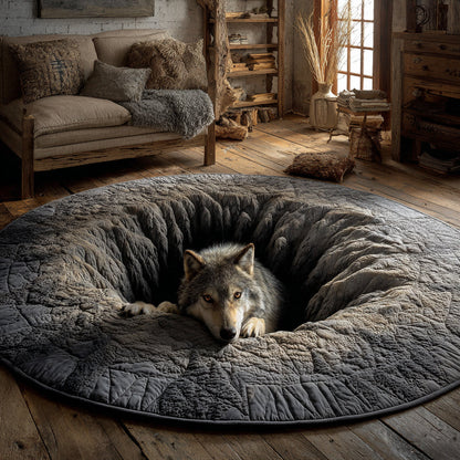 Stone Wolf Hearth Quilted Round Mat NCU0HH1456
