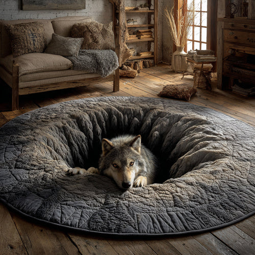 Stone Wolf Hearth Quilted Round Mat NCU0HH1456