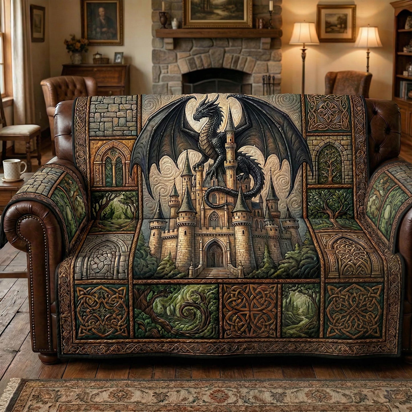 Storm Dragon Quilted Sofa Cover NCU0TD2588