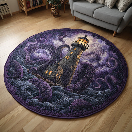 Stormy Lighthouse Quilted Round Mat NCU0HH571