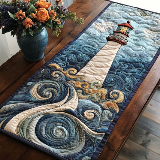 Stormy Sea Lighthouse Quilted Table Runner NCU0NT3766