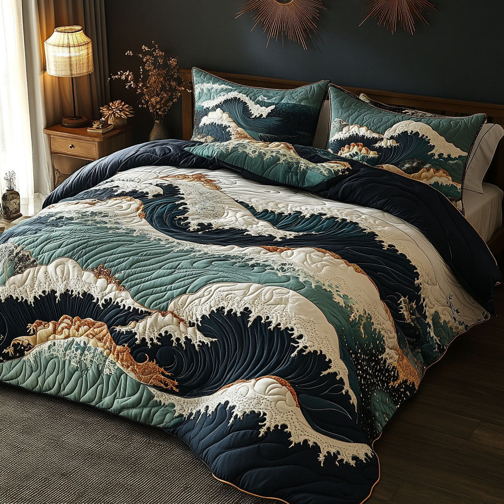 Stormy Serenity 3-Piece Quilted Bedding Set NCU0PT5113
