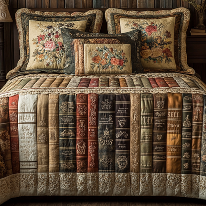 Garden Bookscape 3-Piece Quilted Bedding Set NCU0VT181